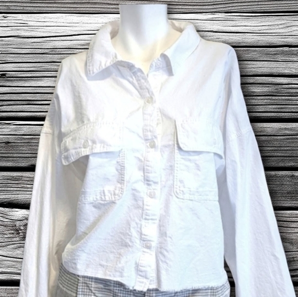 wild fable Tops - Wild Fable Cut Off Button Down Shirt